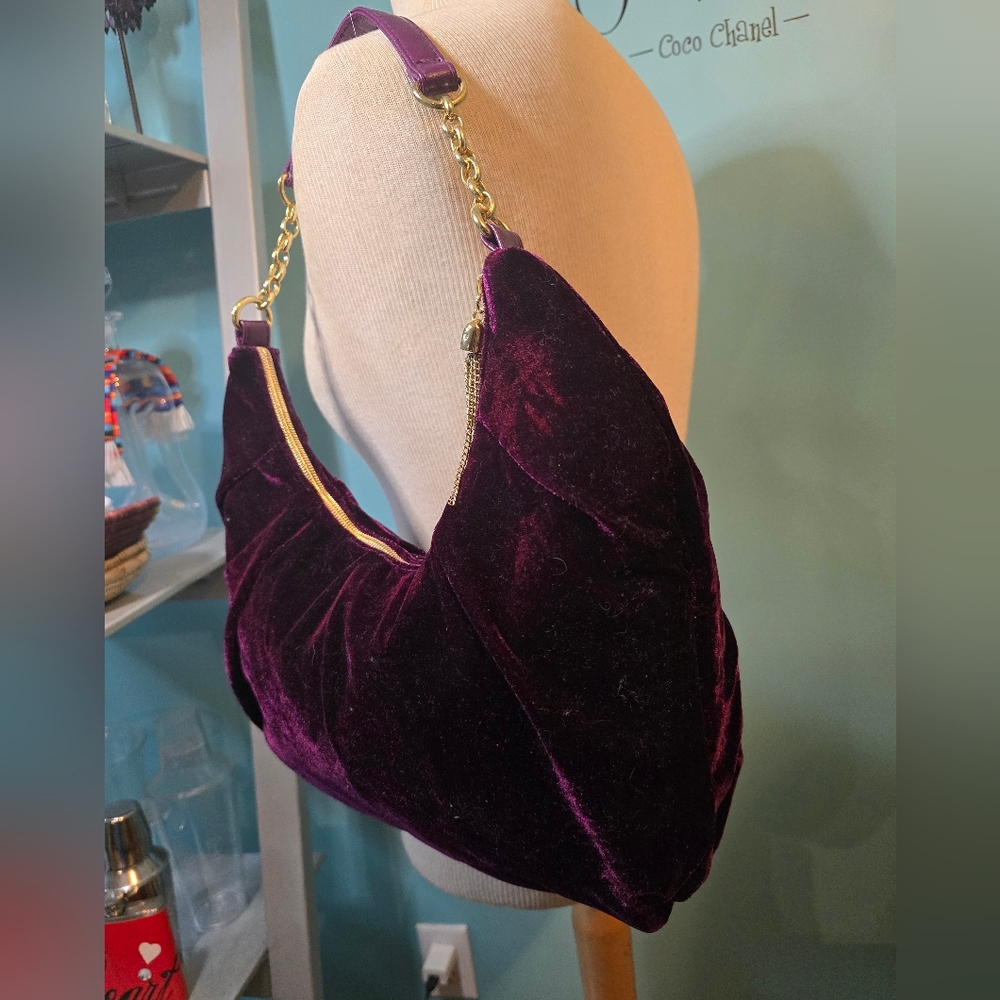 Elegant and Chic Purple Velvet Hobo Bag